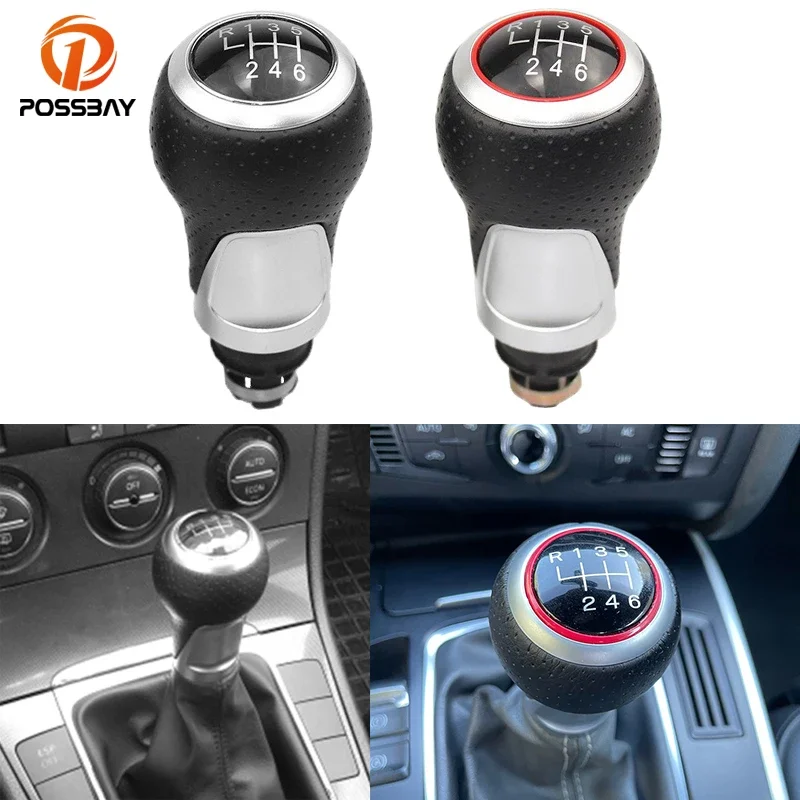 For Audi A3 S3 8P A4 S4 B5 A5 8T A6 C5 A8 Q5 8R 6 Speed Car Manual Gear Shift Knob Lever Stick Handle Transmission Lever Shifter