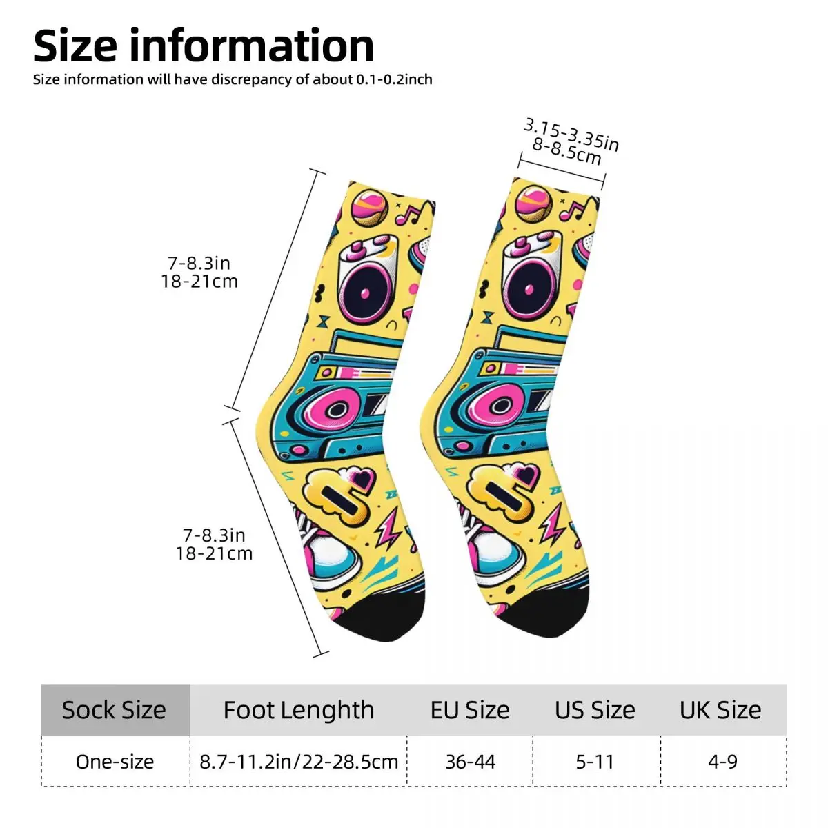 Crazy compression 80S Pop Culture Explosion Sock for Men Harajuku Seamless Pattern Crew Sock Casual