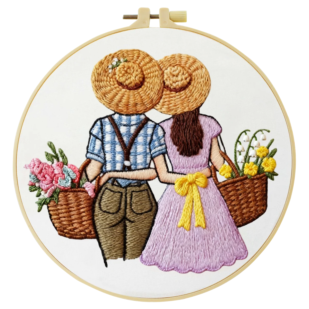 1 Stück 20X20CM/15X15CM 7,87/6,3 Zoll Blumenpflücken Stickerei Starter-Kit DIY-Kit DIY-Stickerei-Set für Anfänger – Detail 3