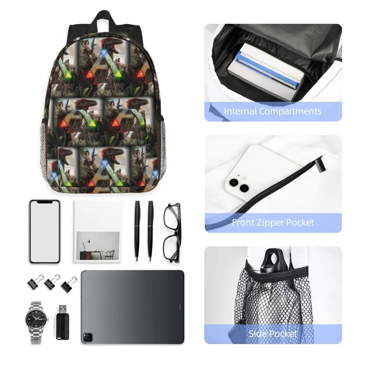 Day Gift Ark Survival Evolved Cool Backpack Hot Sale Daypack Grande capacité pour garçons et filles, sac à dos, sacs à bandoulière, sac d'école