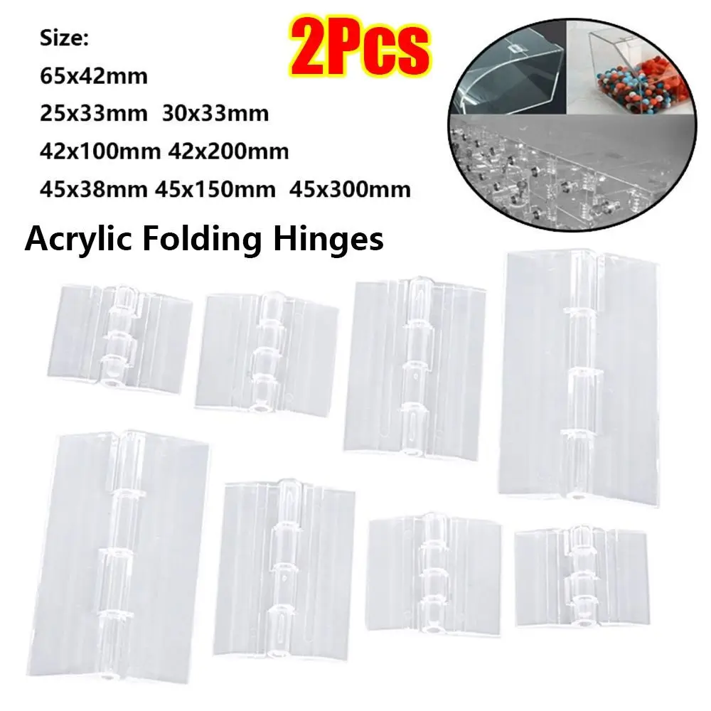 2Pcs Durable Transparent Plastic Folding Hinge Acrylic Foldable Door Hinges Clear 270 Degree Furniture Hardware Cabinet Door