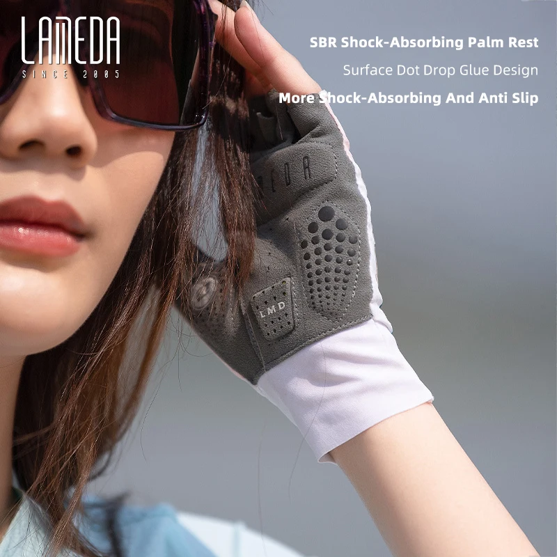 LAMEDA Summer New Cycling Short Finger Gloves Breathable and Shock Absorbing Half Finger Road Bicycle Mountainous Bicycle Equipm