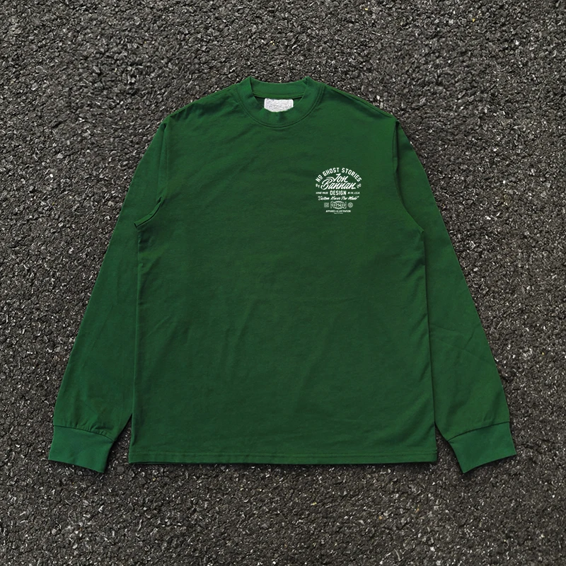 Heavier Weight 260G American Retro Loose Long Sleeve T-Shirt Letter Print Good Stuff INS Studio Wang Has Disease