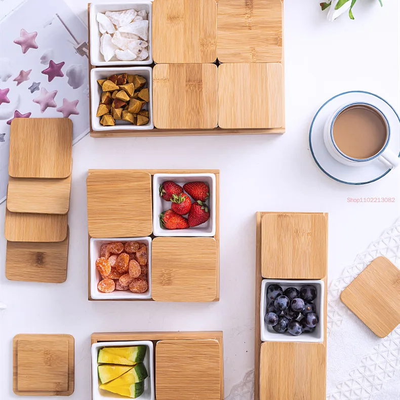 Wooden Pallets Snack Bowl Japanese-style Platter Dim Sum White Ceramics Dried Fruit Home Salad Dessert Plate