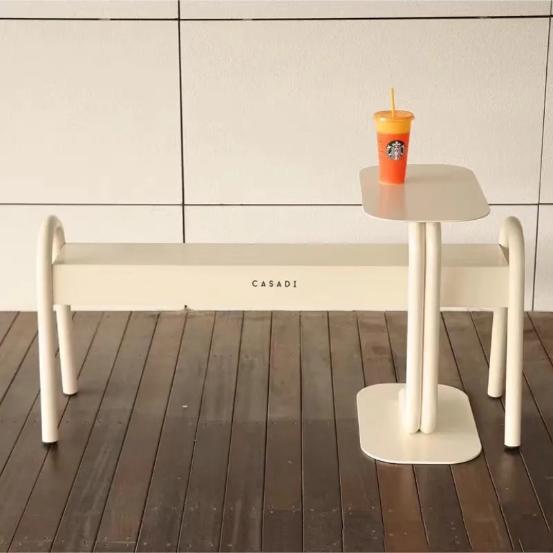 

ins Korean outdoor wrought iron bench Park leisure bench Commercial store rest table and chair Outdoor metal bench
