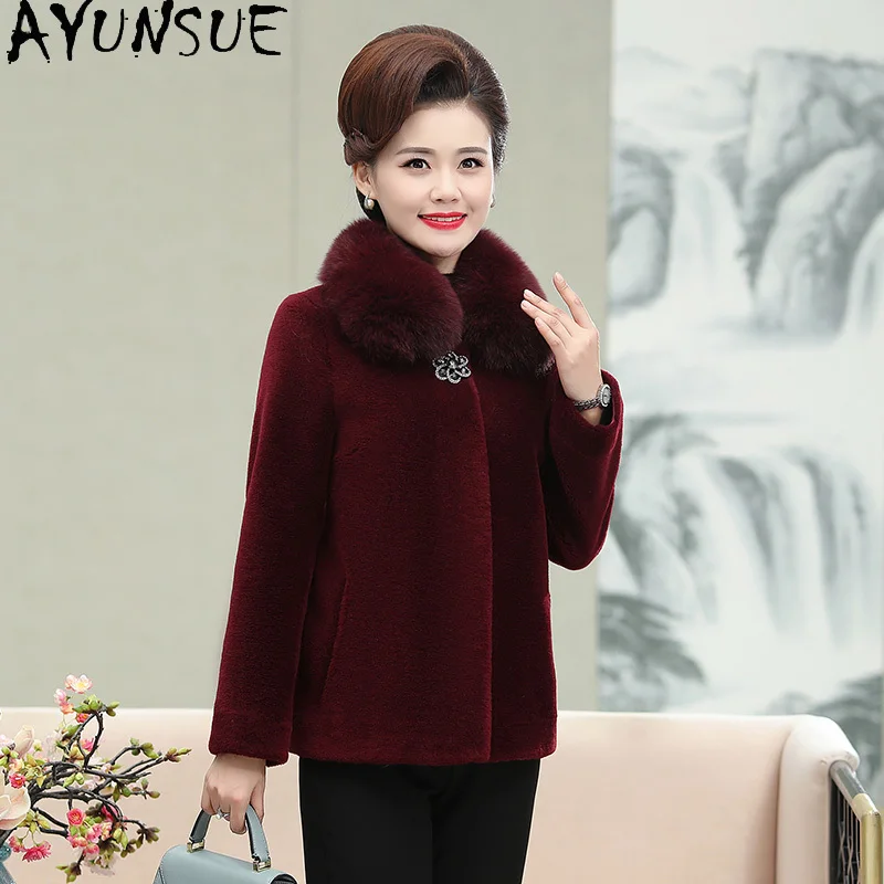 AYUNSUE Cappotto di lana 100% di alta qualità Donna 2025 Abiti invernali Cappotti di tosatura di pecore reali per donna Pelliccia composita Пegoьто Ж erotismoе