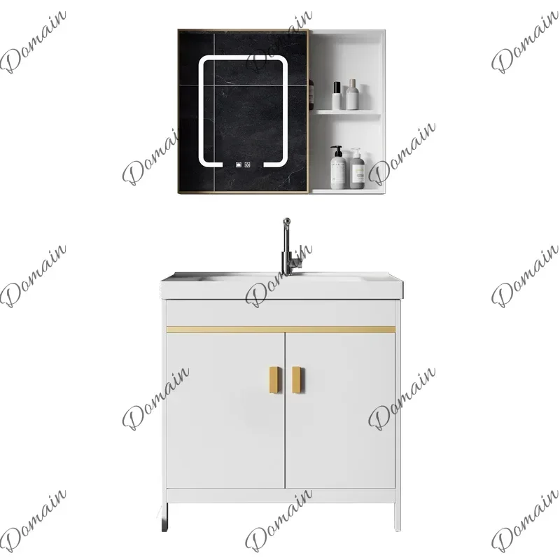 UV Space aluminum laundry sink with washboard, ceramic washbasin, floor standing bathroom cabinet combination
