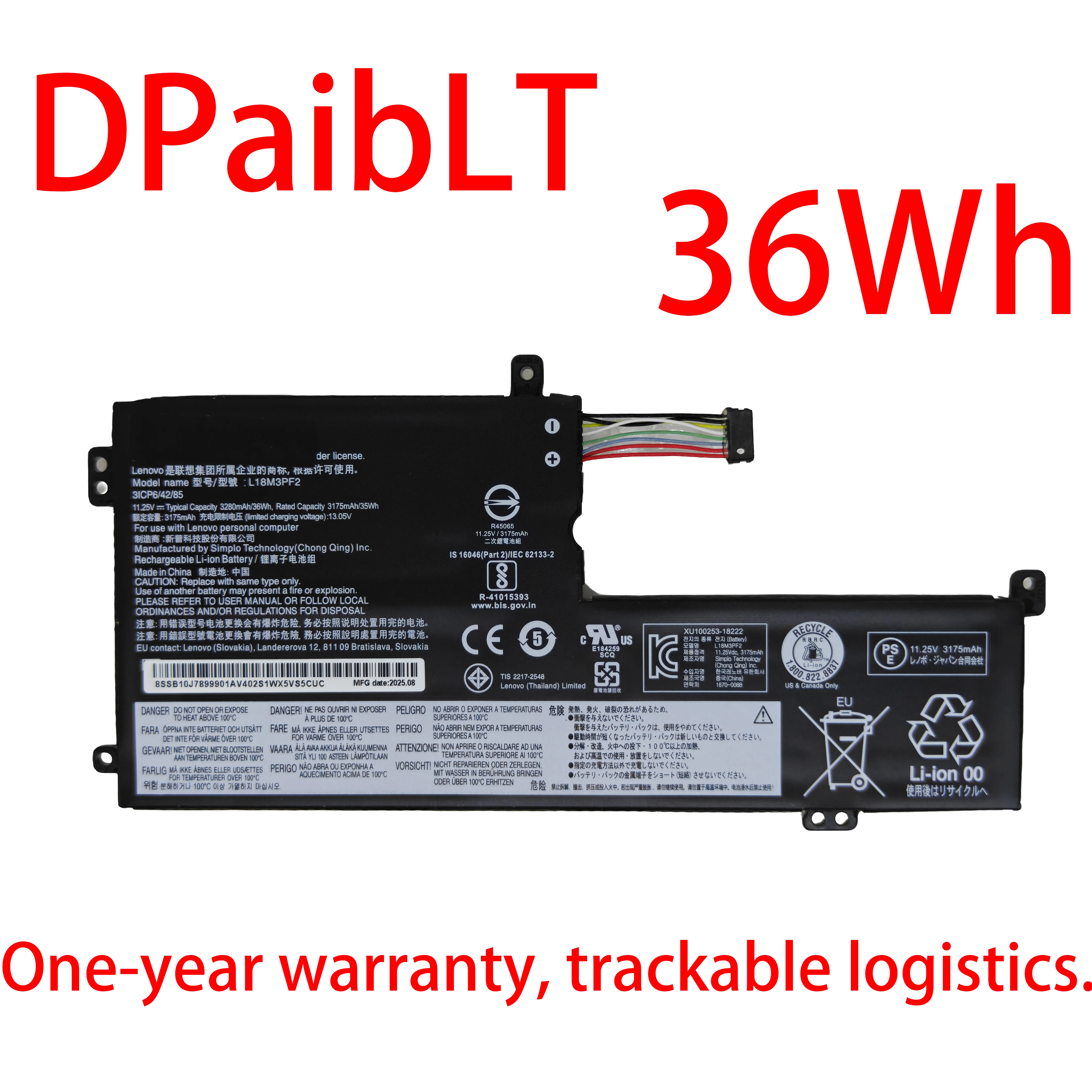 

DPaibLT НОВЫЙ 60Wh 15.36V L19M4PF4 L19D4PF4 L19C4PF4 5B10W65297 АККУМУЛЯТОР ДЛЯ НОУТБУКА Lenovo Ideapad Yoga Slim 7-14IIL05 7-14ARE05