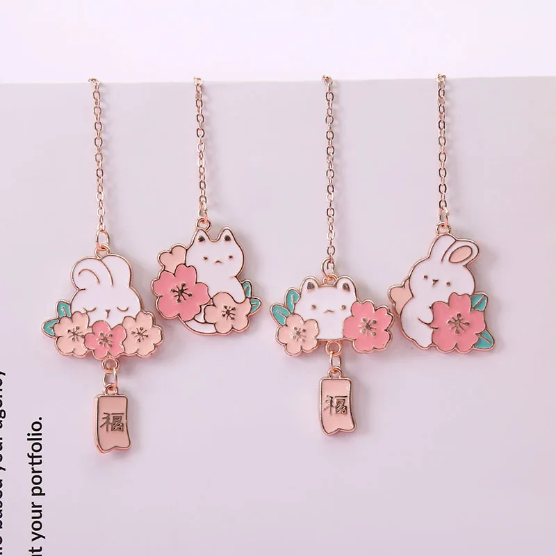Student Stationery Metal Bookmark Exquisite Cute Rabbit Children's Textbook Book Clip Cartoon Flower Stationery Ggifts YHLQ145