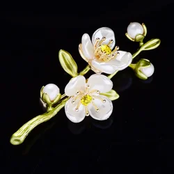 Vintage Temperament Green Jasmine Brooch for Women Crystal Flower Buckle Brooch Dress Clothes Suit Scarf Clip Jewelry Gift