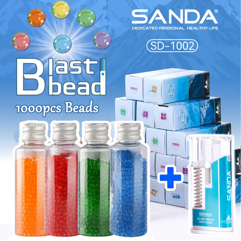 New SANDA DIY Handy Pusher Box 1000PCS Mix Fruit flavor Cigarette Explosion Beads Black Ice mint taste Capsules Smoking Gadgets