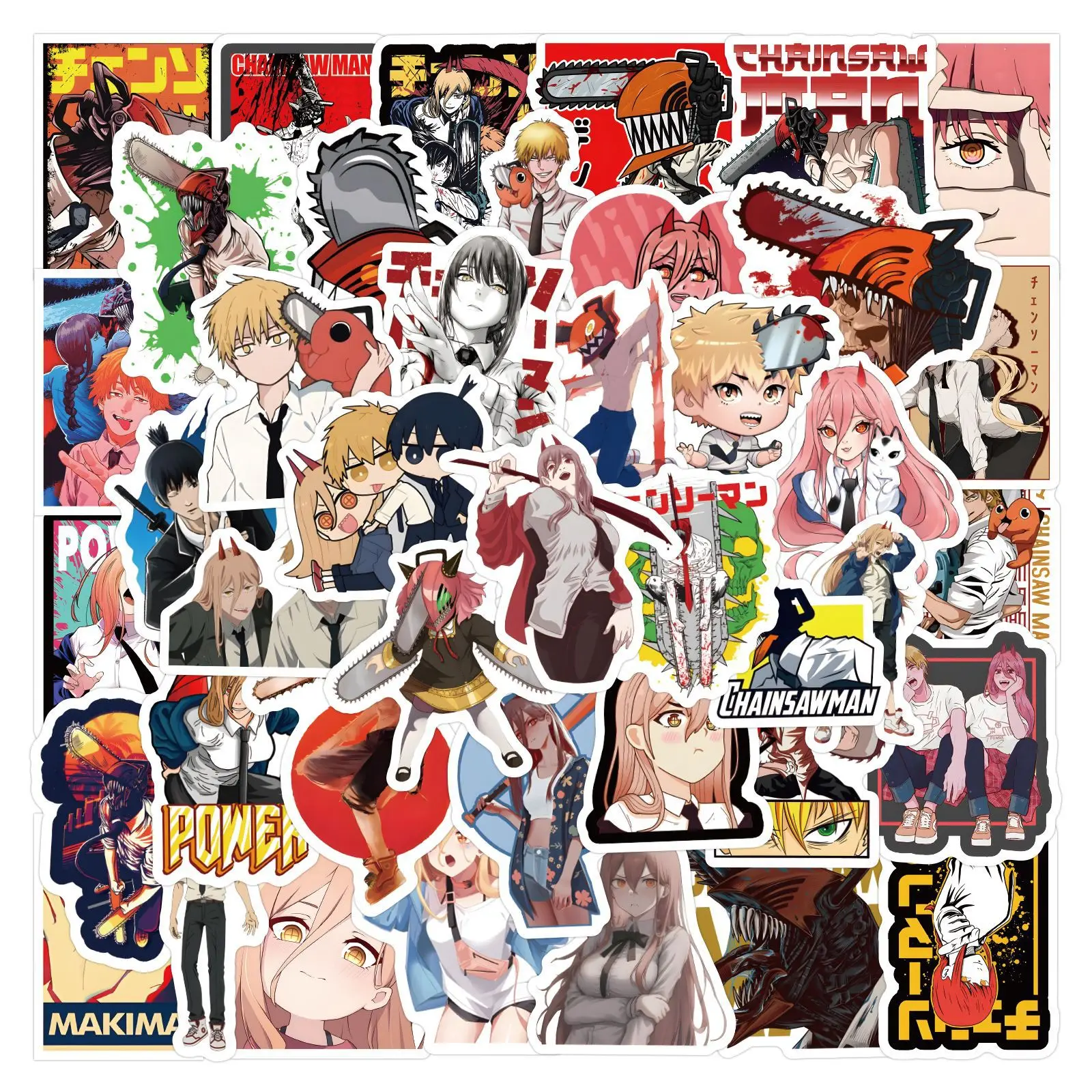 

10/30/60PCS Chainsaw Man Anime Stickers Cartoon Sticker DIY Toy Decals Scrapbook Luggage Laptop Phone Guitar Bike Skateboard