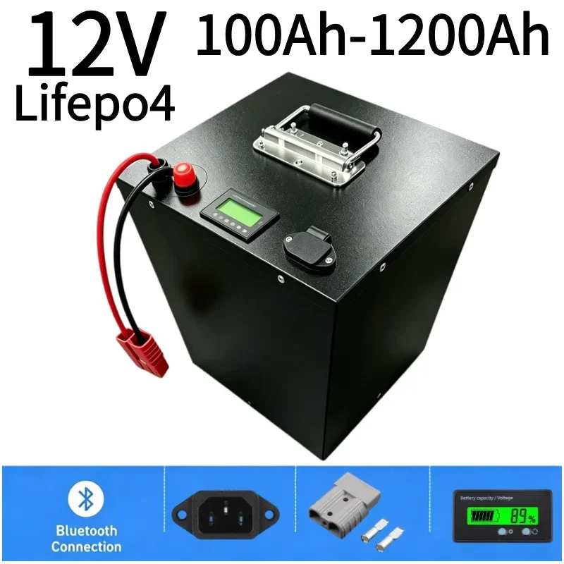 12V LiFePO4 Battery 100Ah-1200Ah Built-in BMS Deep Cycle Rechargeable Lithium Iron Phosphate Battery Long Cycle Life Deep Discha