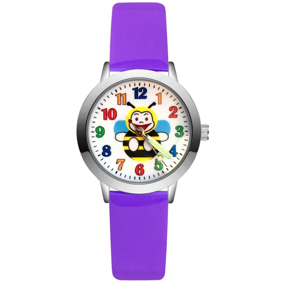 Mode Cartoon Regenboog Kinderen Student Meisjes Jongens Quartz Lederen Nylon Band Merk Horloge Fabriek Groothandel Geschenk