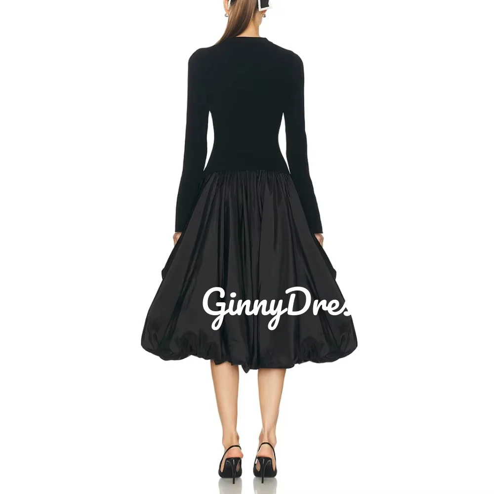 Настройте платья для выпускного вечера Трапеция с овальным вырезом длиной до пола Вечернее платье с рюшами и длинными рукавами на молнии Вечернее платье