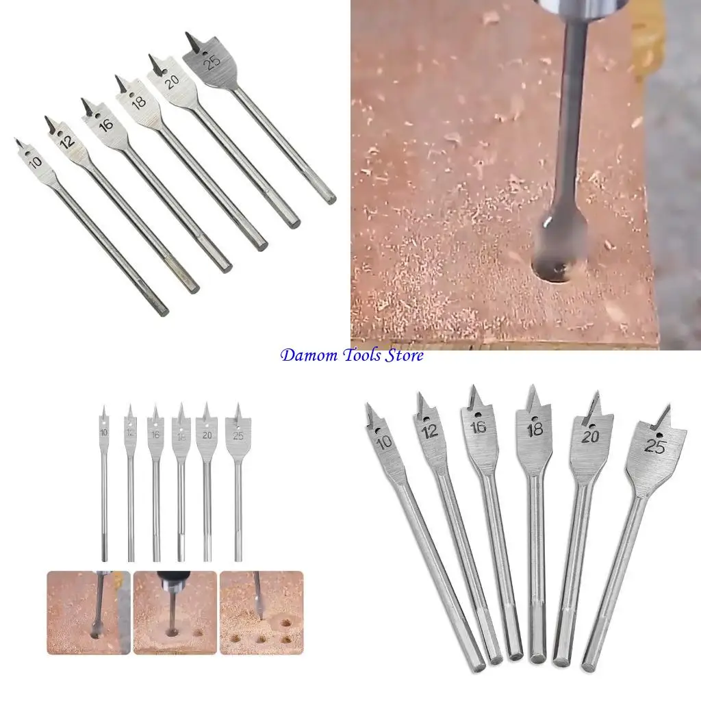 57be-6-個プレミアム炭素鋼シャンクドリルビット木材ボーリングおよび皿穴用