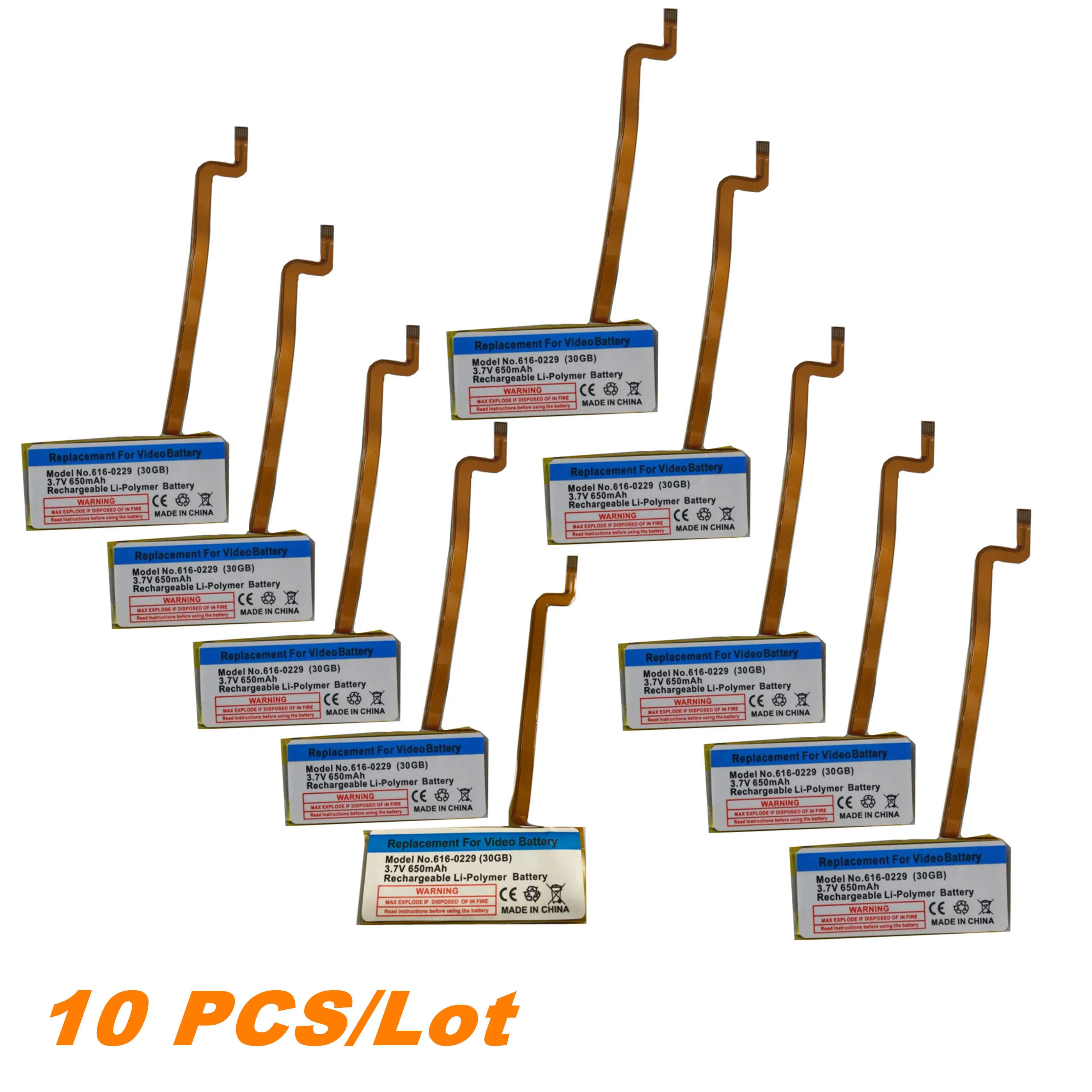 10PCS 616-0232 650mAh Battery For iPod 5th Video 60GB 80GB 6th gen Classic Thick 160GB 616-0232 Video5th 30GB A1238 616-0229