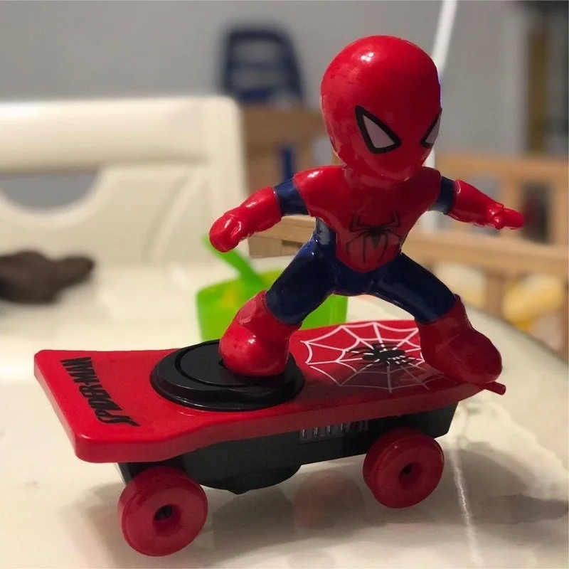 New The Avengers Spiderman Automatic Flip Rotation Skateboard Acousto-optic Car Electric Music Stunt Scooters Toy Christmas Gift