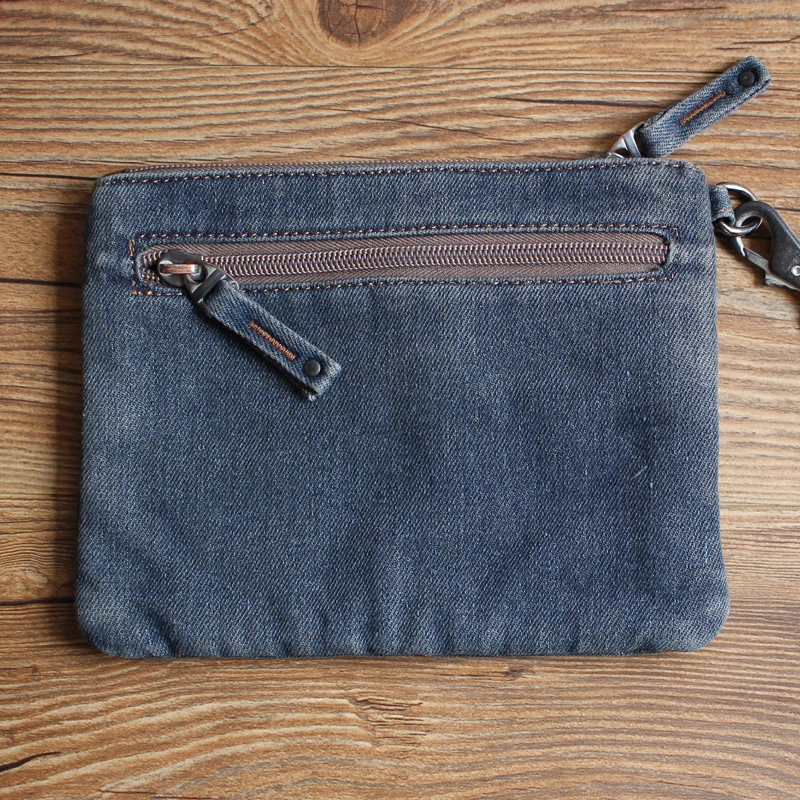2024 New Casual Denim  Handbag Retro Envelope Style Business Clutch Bag Trendy Youth Soft Zipper Closure Square Shape