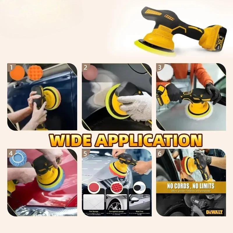 Machine de polissage et de cire de voiture sans fil, affichage numérique à 8 vitesses, polisseuse électrique, outils électriques automobiles pour batterie Dewalt 20V
