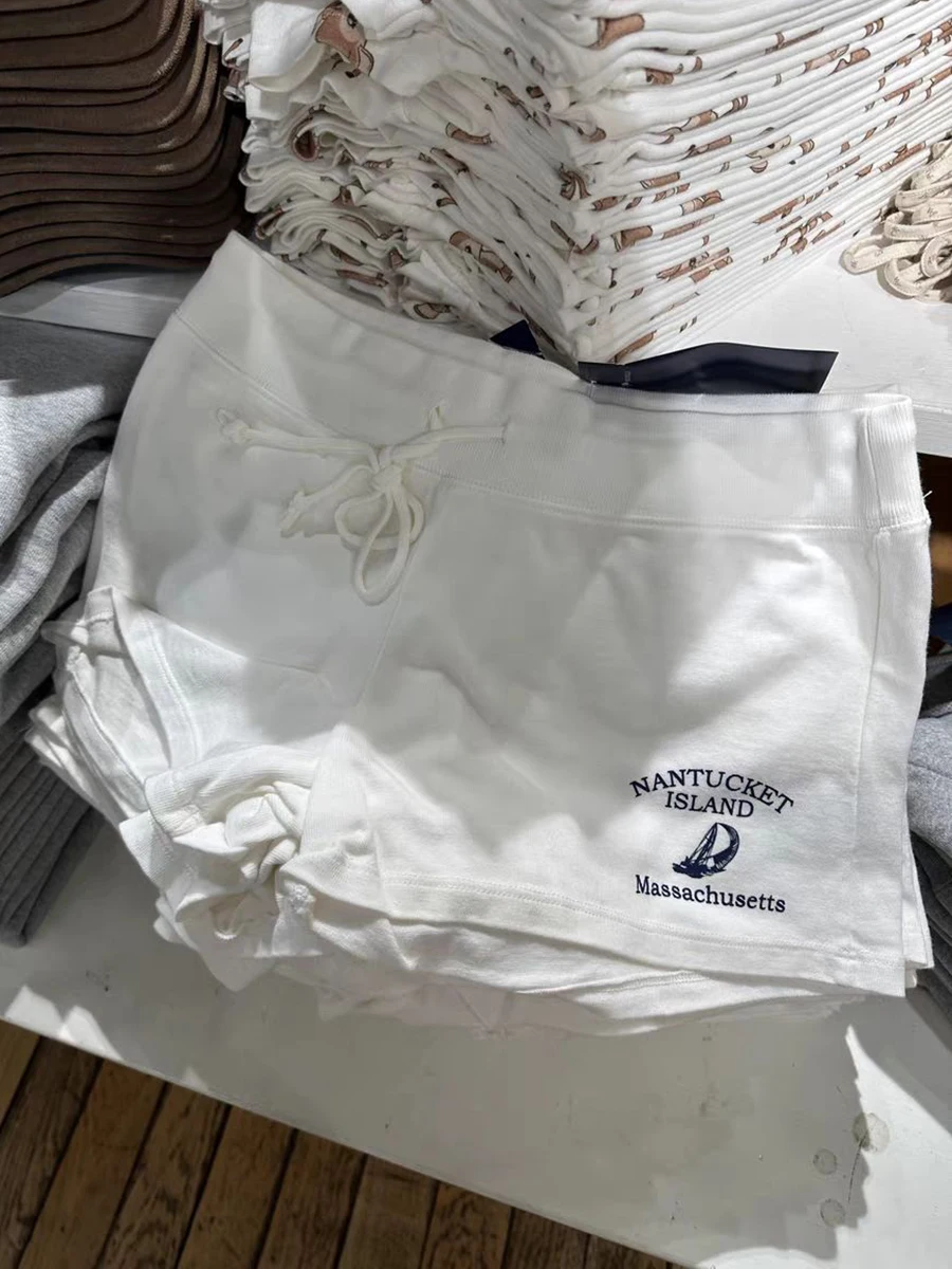 Letter Print Drawstring Sweatshort Women Summer Cotton High Waist Loose Straight Short Pant Streetwear Vintage Casual Shorts Y2k