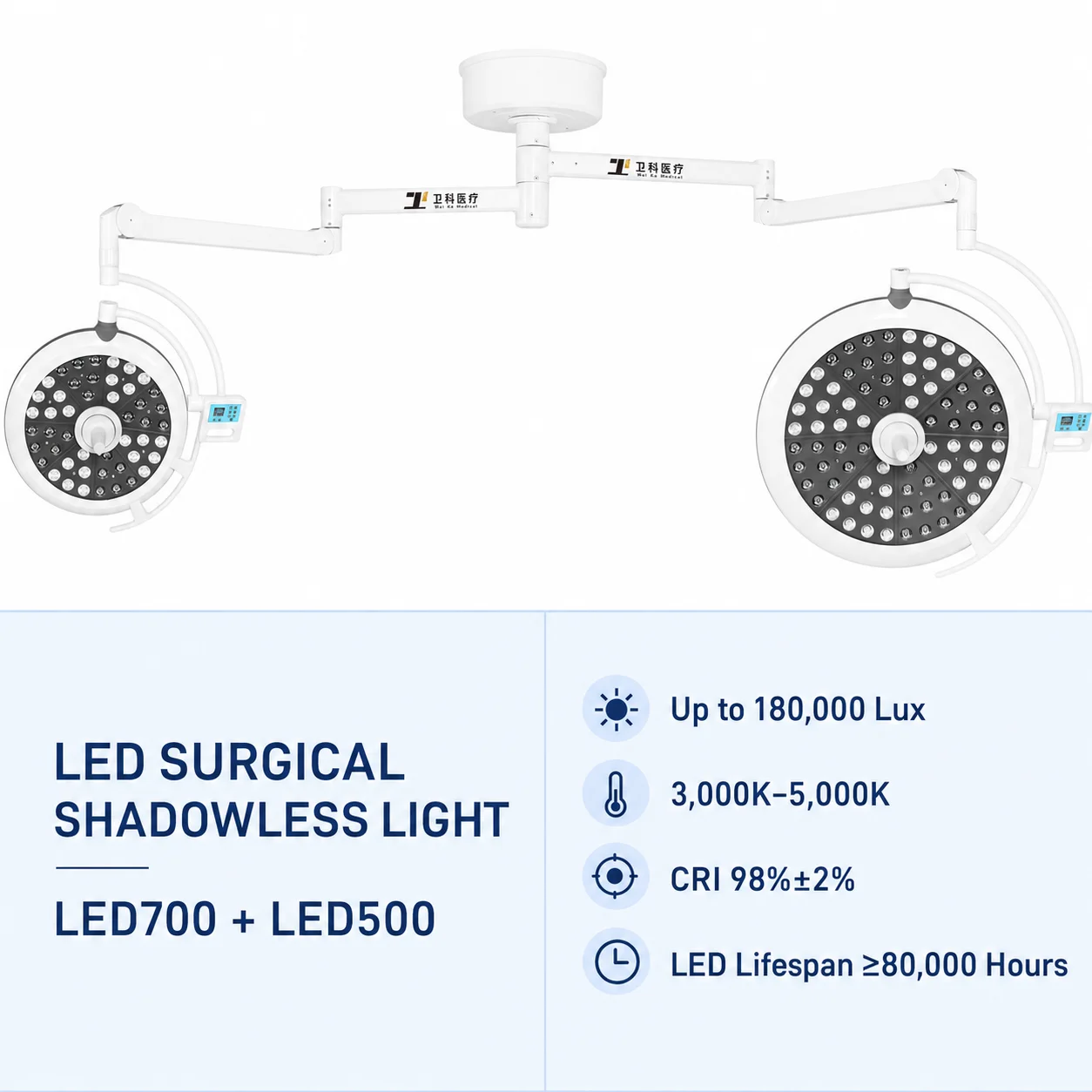 Factory outlet ceiling mounted LED700 LED500 operating lamp for surgery centers and clinics