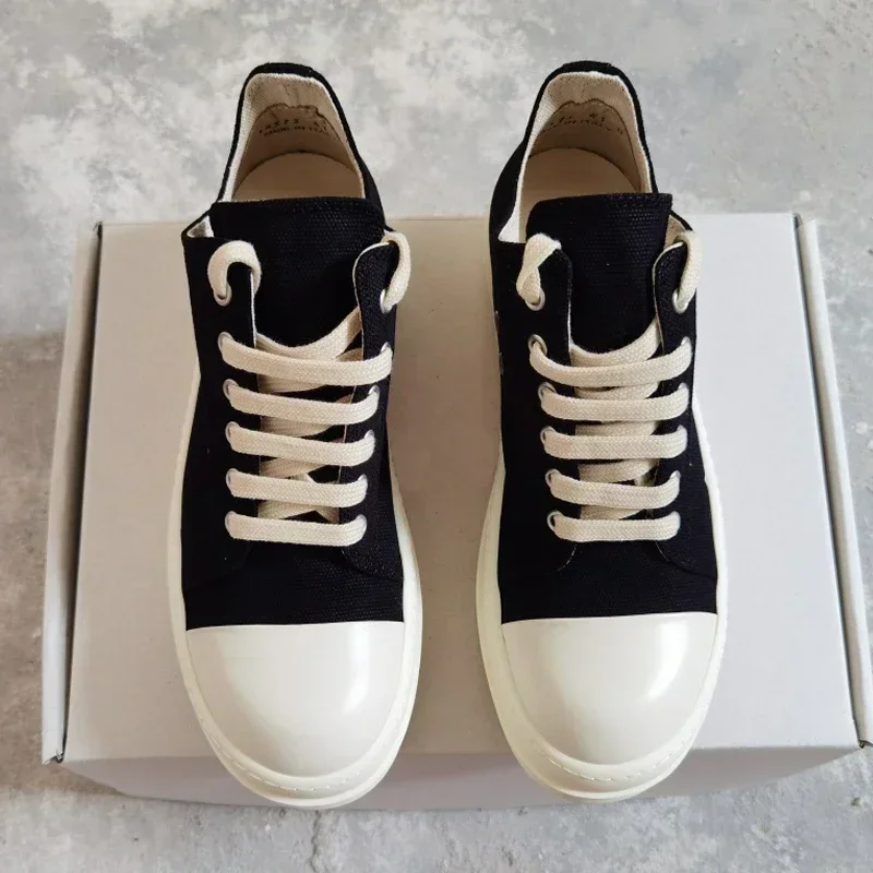 Men's Casual Shoes Black Low Canvas Shoes For Men Lace-up Jumbo Shoelaces Women's Sneakers Male Sneakers