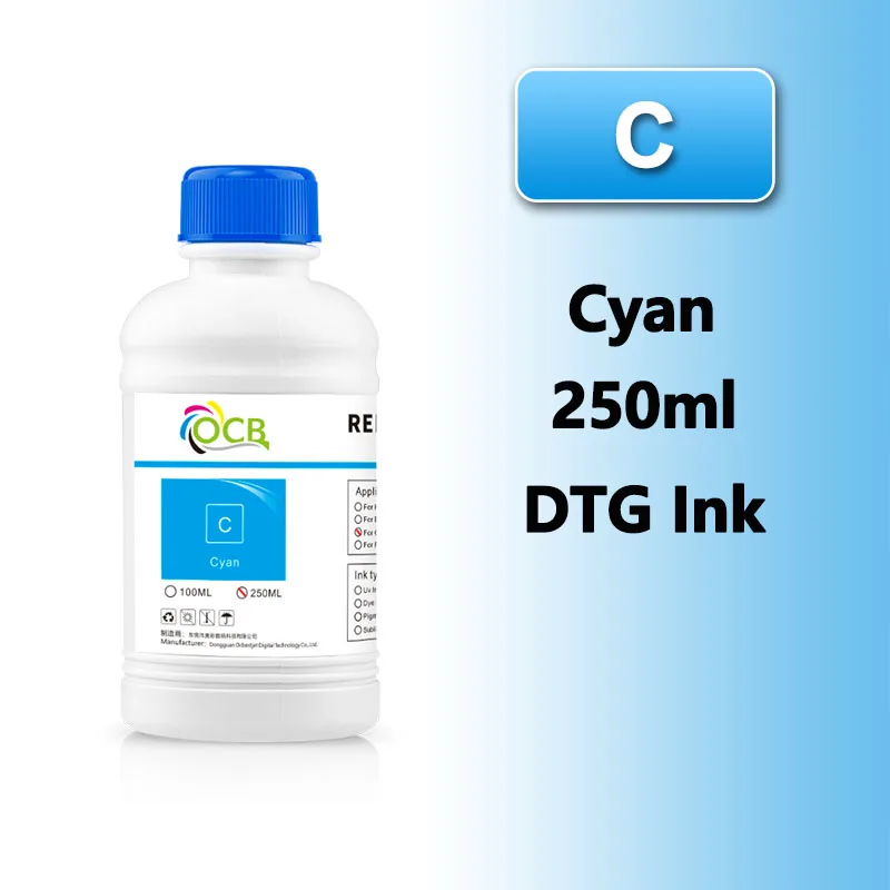 5Colors/Set 250ml DTG Textile Ink for Epson L1800 L800 R330 1390 1400 1410 R1900 DX4 DX5 DX6 DX7 Printhead & DTG Printer