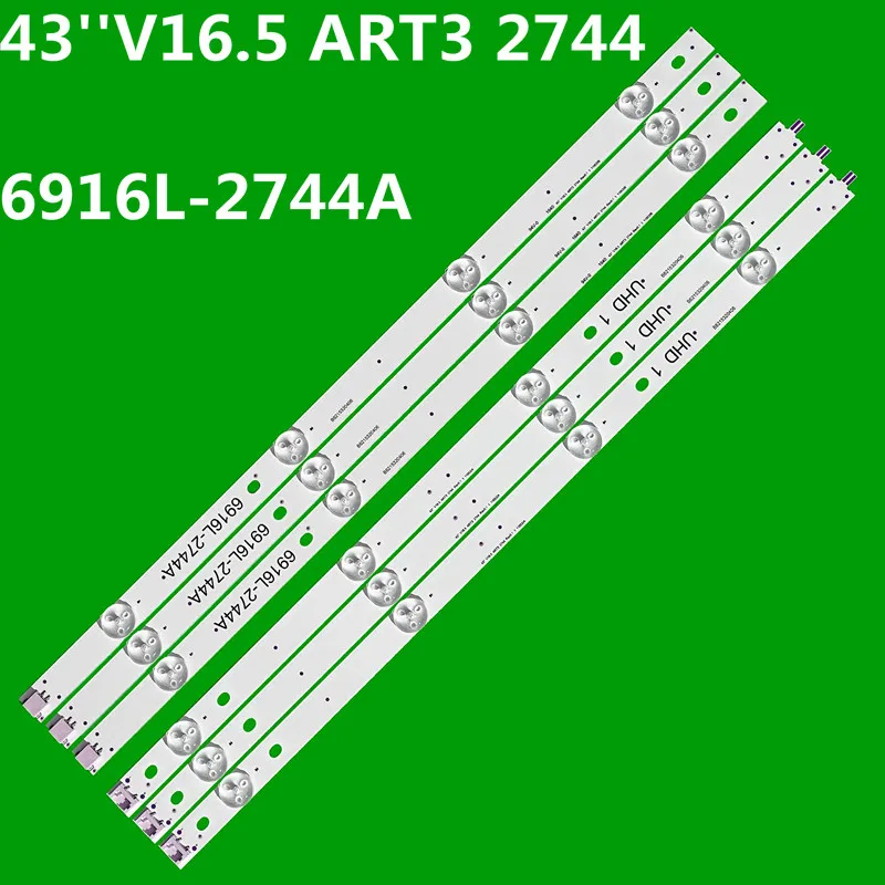 

5 комплектов светодиодных лент 43 дюйма V16.5 ART3 2744 6916L-2744A UHD AGF9046801 для 43UH6030 43UH6100 43UH630V 43UH620V 43UH603V 43UH610A LC430DGE