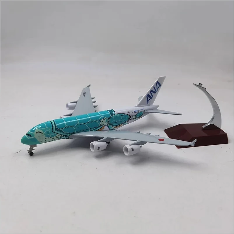20 cm Air Japan ANA Airlines Flugzeug Modell Spielzeug Grün Cartoon Meeresschildkröte Airbus 380 A380 Airways Metalllegierung Druckguss Flugzeug – Detail 7