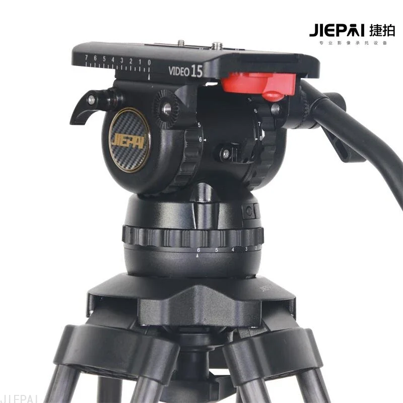 JIEPAI JP-V15 Professional Fluid Geared Head 15kg Video Film Camera Tripod Head 100mm Bowl w/ Pan Bar VS TERIS V15 for ENG ARRI