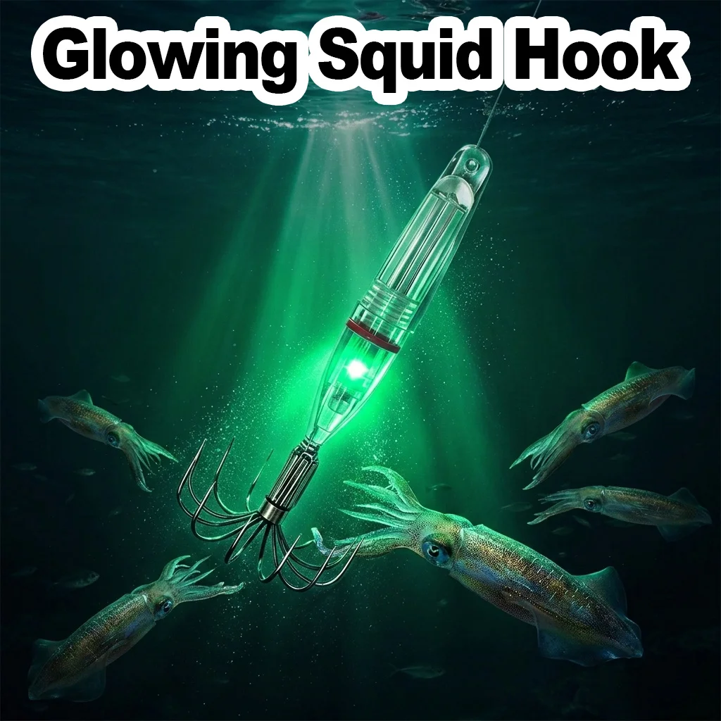 Colorful Squid Fishing Light With Hooks Luminous Lures Fishhooks Light Waterproof Multi-hooks Fishing Tackle Accessories