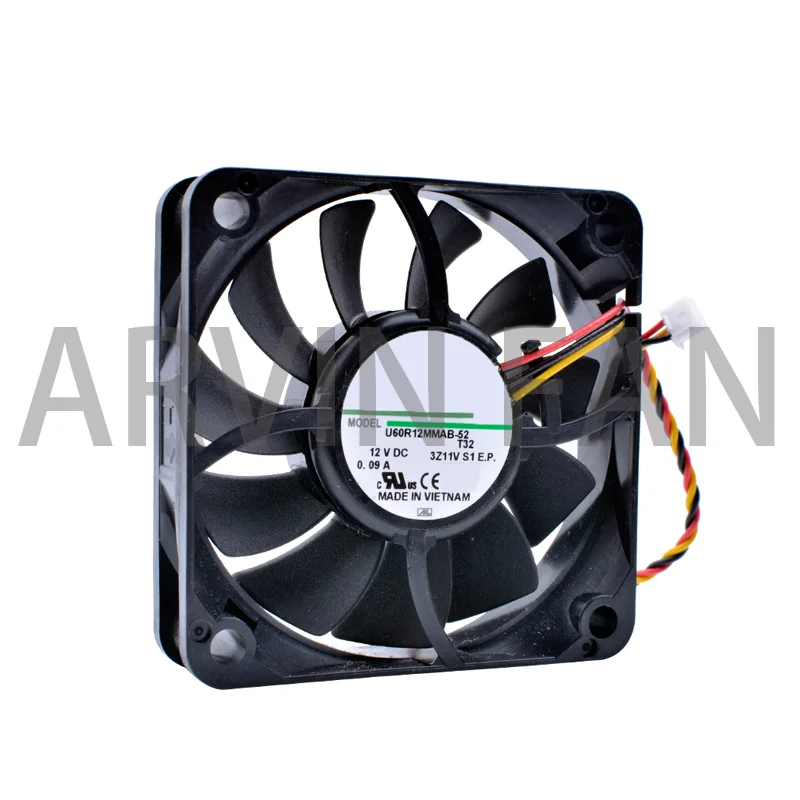 Computador CPU Ventilador De Refrigeração, Detecção De Velocidade, Mudo, Brand New, Original, U60R12MMAB-52, 6cm, 6015, DC12V, 0.09A