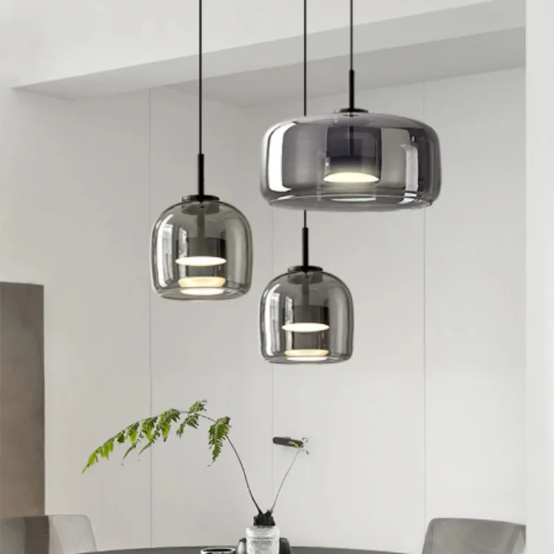 Luces colgantes modernas para el techo, lámpara colgante para el hogar, comedor, sala de estar, cocina, oficina, pasillo, comedor, dormitorio, Color gris y ámbar