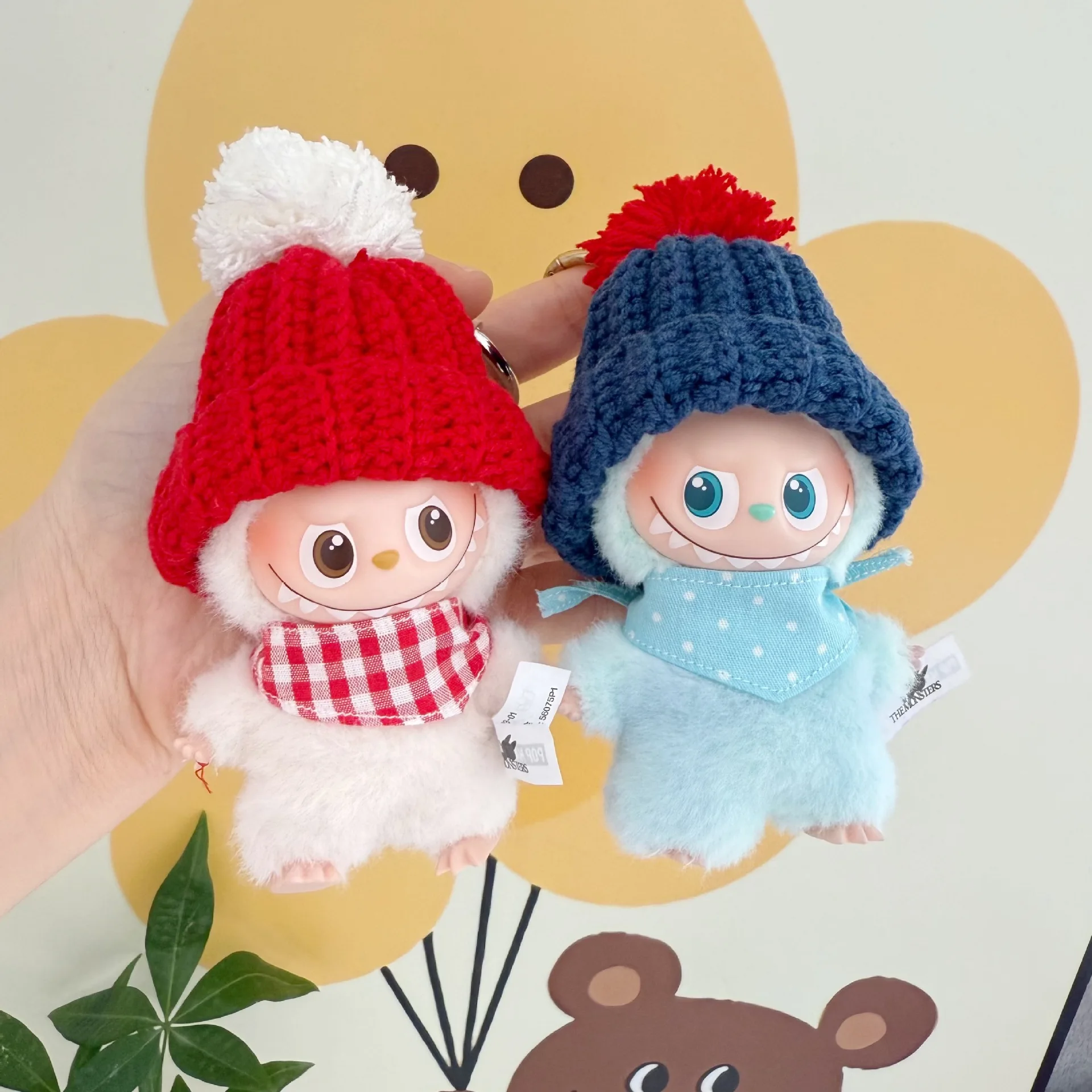 

Clothes/ Accessories For 10cm Mini Labubu 4.0 Plush Dolls Handmade Little Red Riding Hood Bib Set