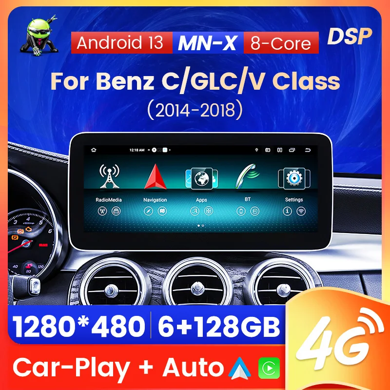 6G+128G Car Radio For Mercedes-Benz C / GLC / V Class W205 X253 W446 W447 C180 C220 C350 Android AUTO Carplay Multimedia Player