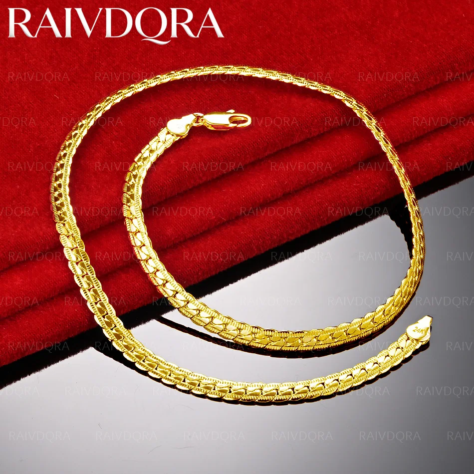18K Gold Plated 40-60cm Chain Necklace For Men and Women Fashion Jewelry Simple Classic Noble Grace Party Accessories