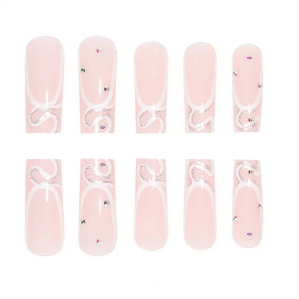 Harmless Fake Nails Flowers Extra Long Square Fake Nails 24pcs Full Cover Manicure Design Nail Tips for Women Quick Simple