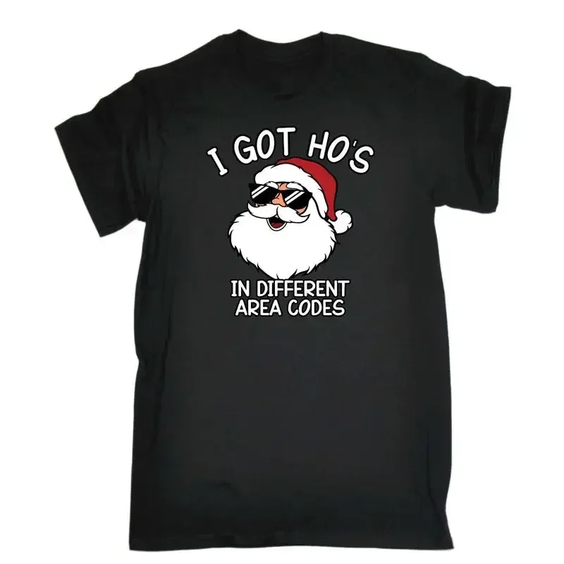 Christmas Santa I Got Hos In Different Area Codes Mens Funny T Shirt