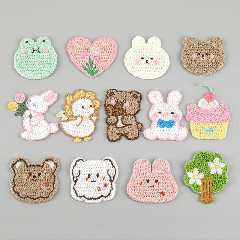 Cartoon Little Rabbit Bear Love Cloth Sticker DIY Phone Case Decoration Cloth Bag Chest Pin Children\'s Clothing Accessories