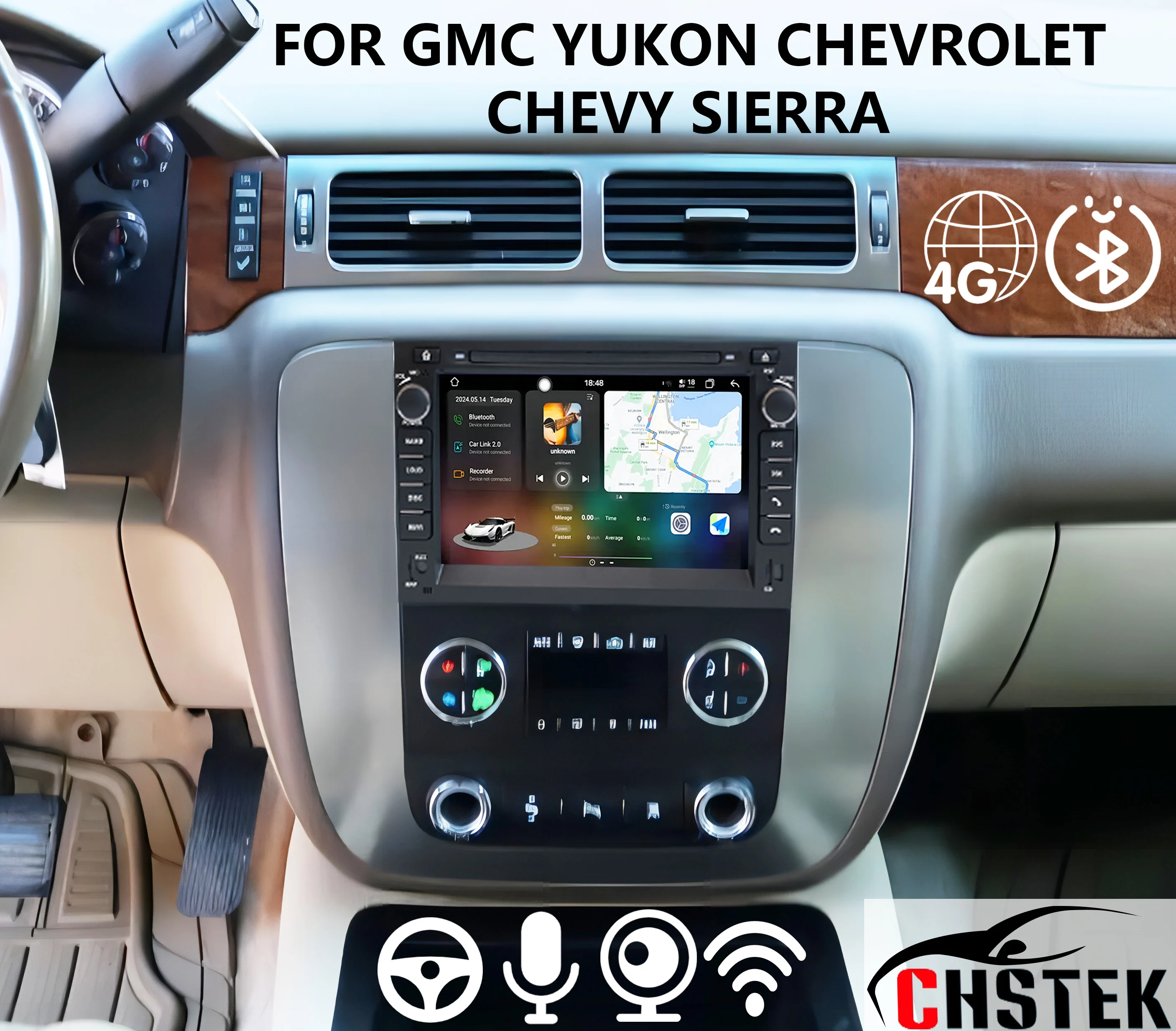 CHSTEK Car Radio For Chevrolet Silverado Impala Avalanche Traverse Express GMC Yukon Sierra Acadia Upgrade 4G GPS WIFI BT Models
