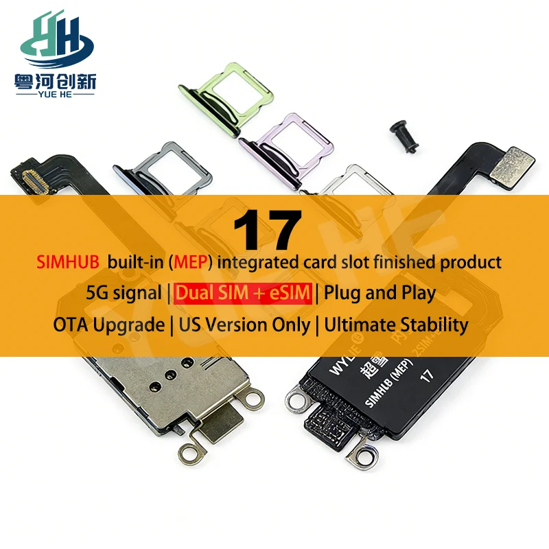 

WYLIE for IPhone 17 US Version Only Built-in (MEP) Integrated Card Slot Finished Product Dual Card+eSIM OTA Upgrade 5G Signal