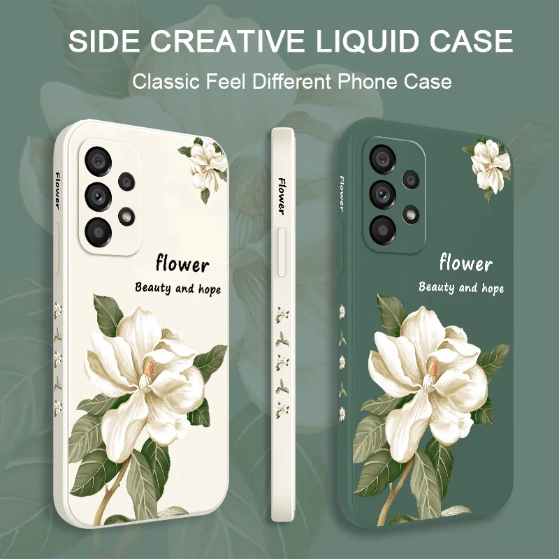 Чехол с цветами магнолии для Samsung Galaxy A73 A53 A33 A23 A13 A03 A72 A52 A52S A32 A22 A12 A02 A02S A71 A51 A31 A21S 4G 5G Cover