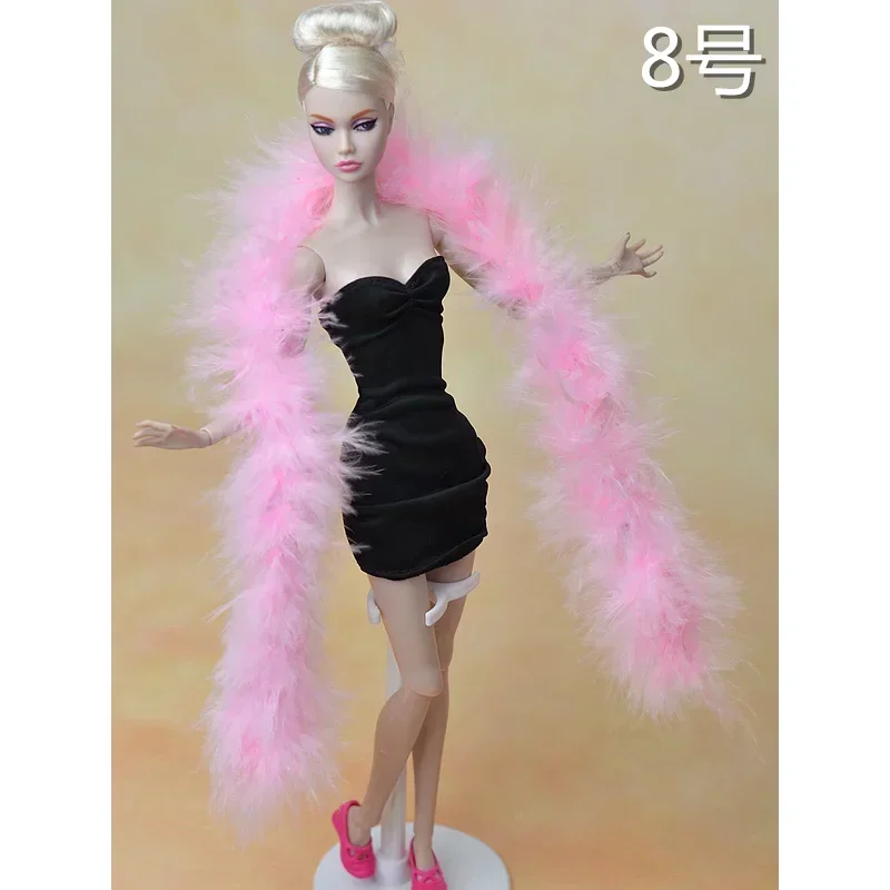 Imitation Feather/fur shawl white black pink blue red yellow purple shawl for 1:6 BB Fr  doll BBI00325