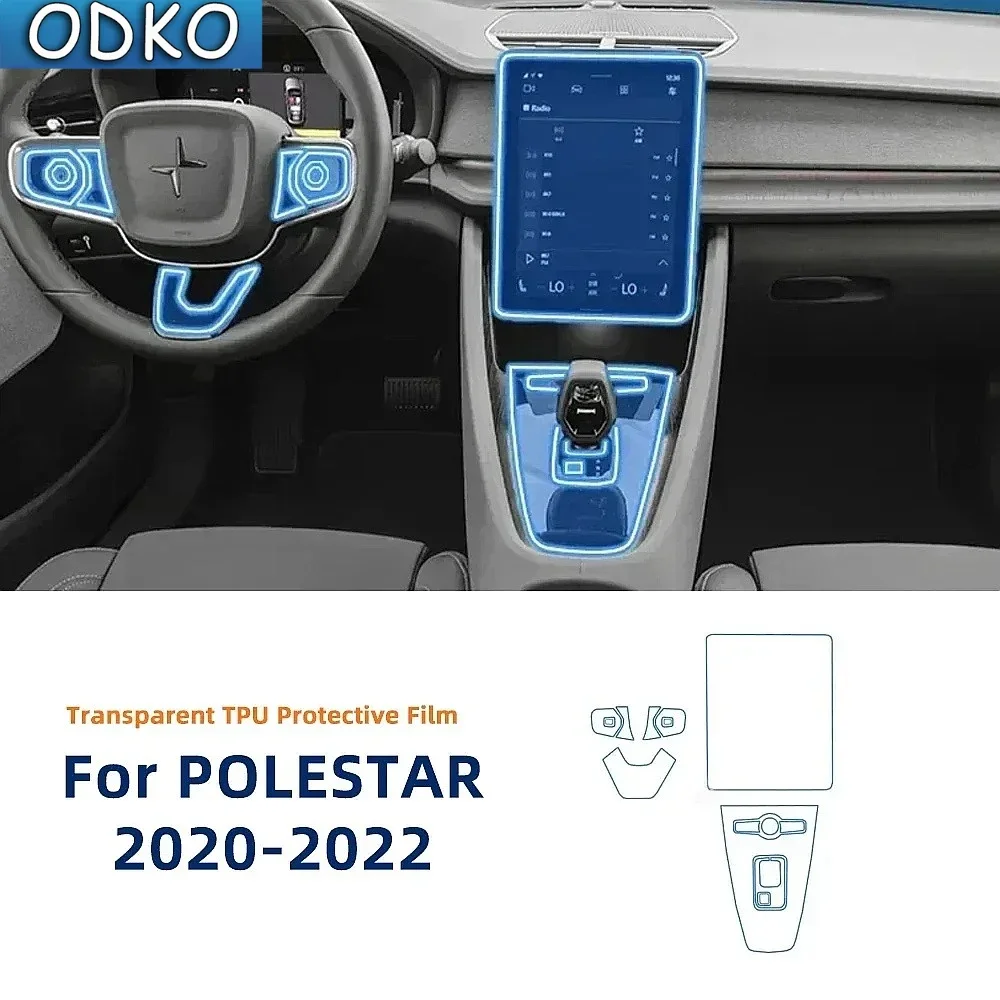 For Polestar 2 2021-2023 Car Interior Center Console Media Dashboard Navigation TPU Anti-scratch Protector Film Accessories