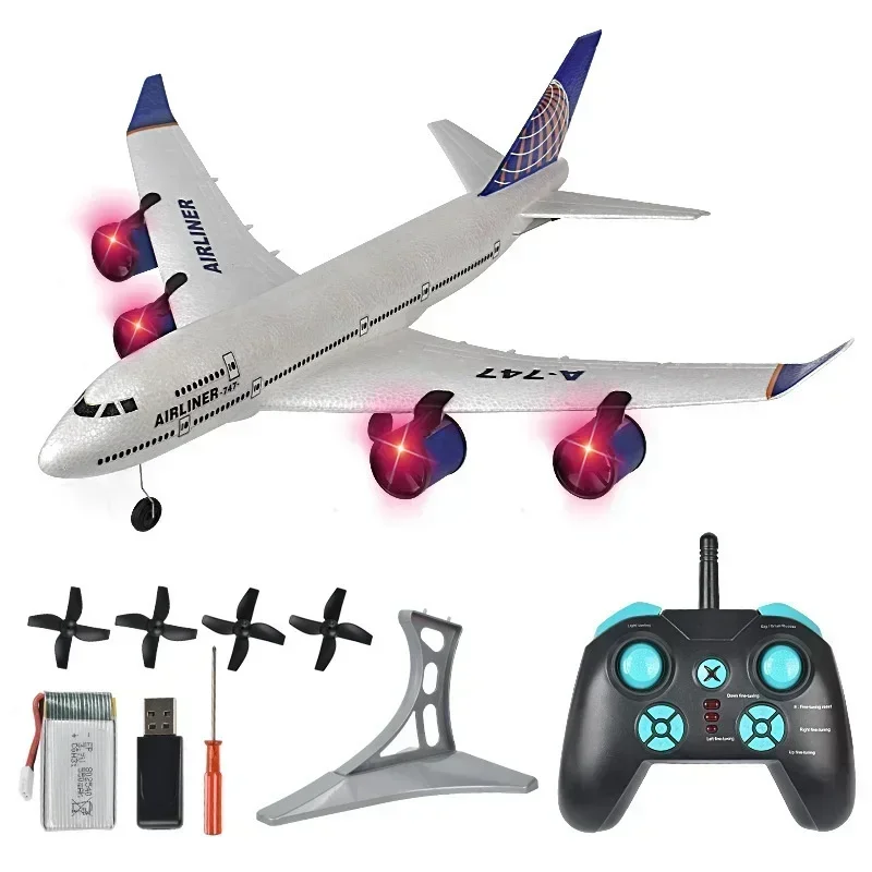 Aeronave de controle remoto a380 aeronave boeing planeador de 3 canais modelo 747 asa fixa modelo de aeronave de espuma brinquedo ao ar livre presente