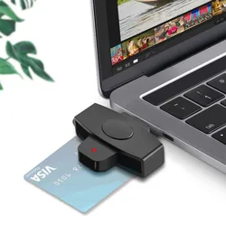 Black Smart CAC Card Reader USB Card Reader TypeC Bank Tax Declaration SIM Card/IC Card/ID Card Card Reader For Windows