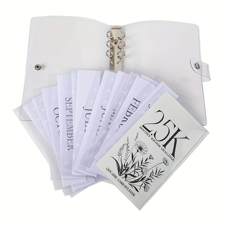 12-Monats-Geldspar-Challenge-Ordner-Set mit Geldumschlägen, einfache und lustige Möglichkeit, 2,5K/5K/10K-Sparziele zu sparen – tolles Geschenk – Detail 12