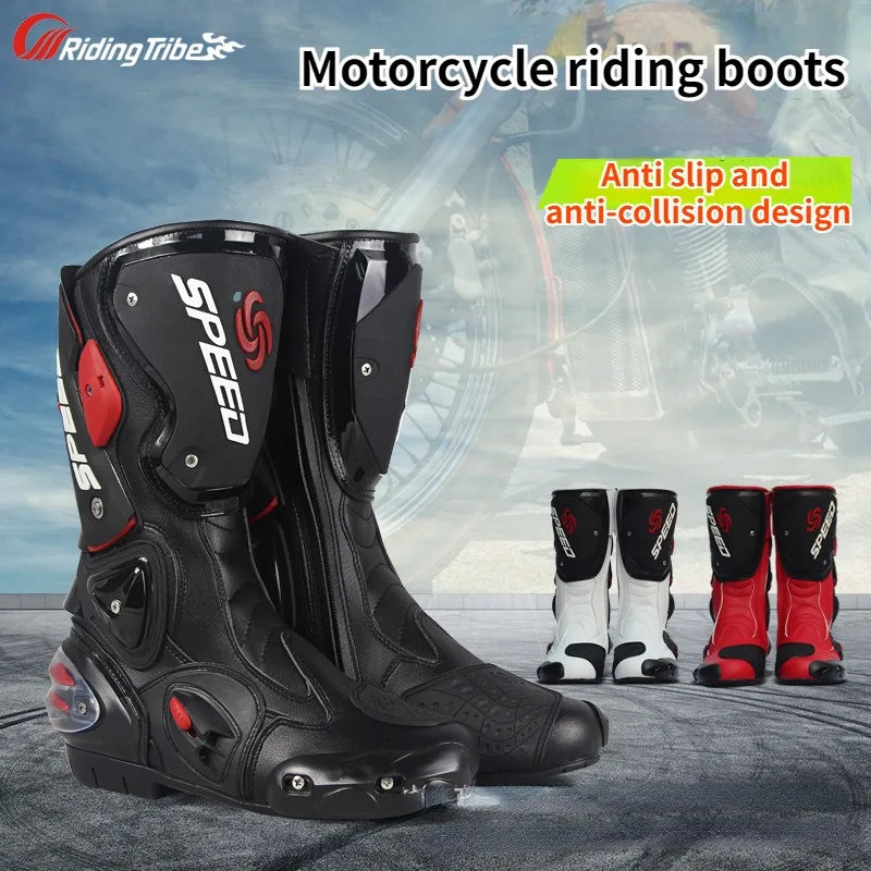 

Men Woman Motorcycle Boots Microfiber Leather Motorbike Riding Anticollision Ankle Protective Shoes Moto Racing Short Boot B1001