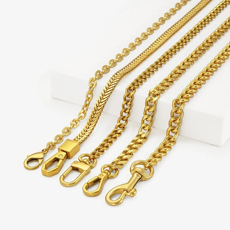 40/60/90/120cm Handbag Metal Chains DIY Purse Chain With Buckles Shoulder Bags Straps Handbag Handles Bag Parts Matt  Gold Chain